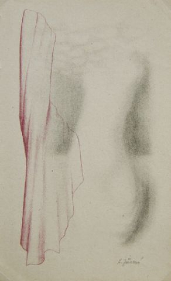 Torso aktu s červenou rouškou