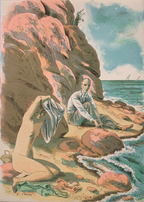 Cyril Bouda, Muž a svlékající se žena u moře